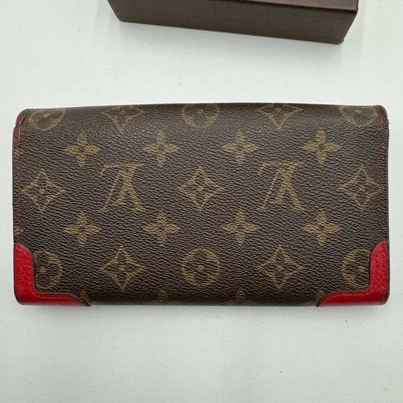 Louis Vuitton - Authentic-Sarah Retiro Mono / Red Trim Long wallet w/ Box - Picture 6 of 15